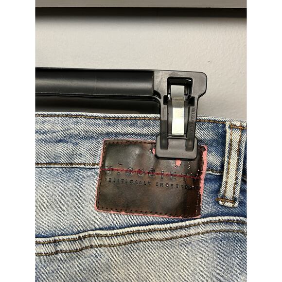 M. Society Politically Incorrect Jeans Distressed Mens 36x32 Measures 34x31 - Picture 4 of 9